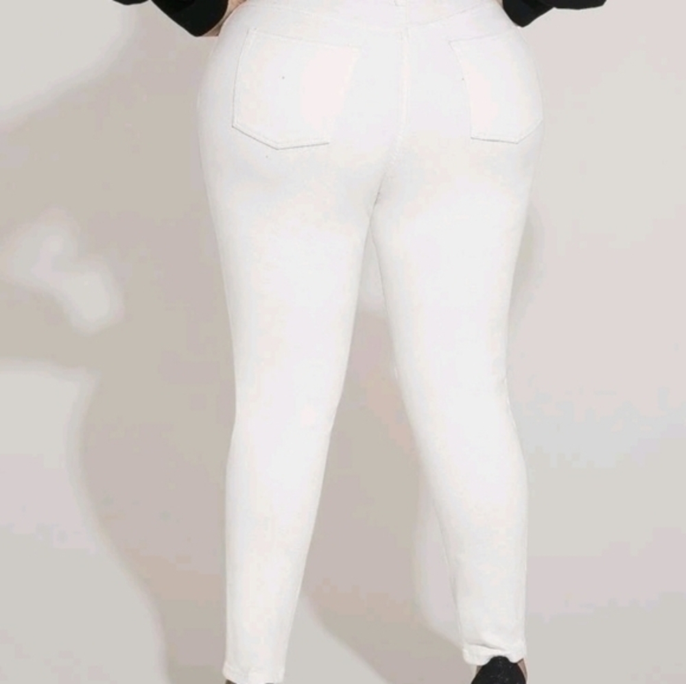 SHEIN ZIPPER WHITEVSKINNY JEANS SZ 3X - Picture 2 of 4